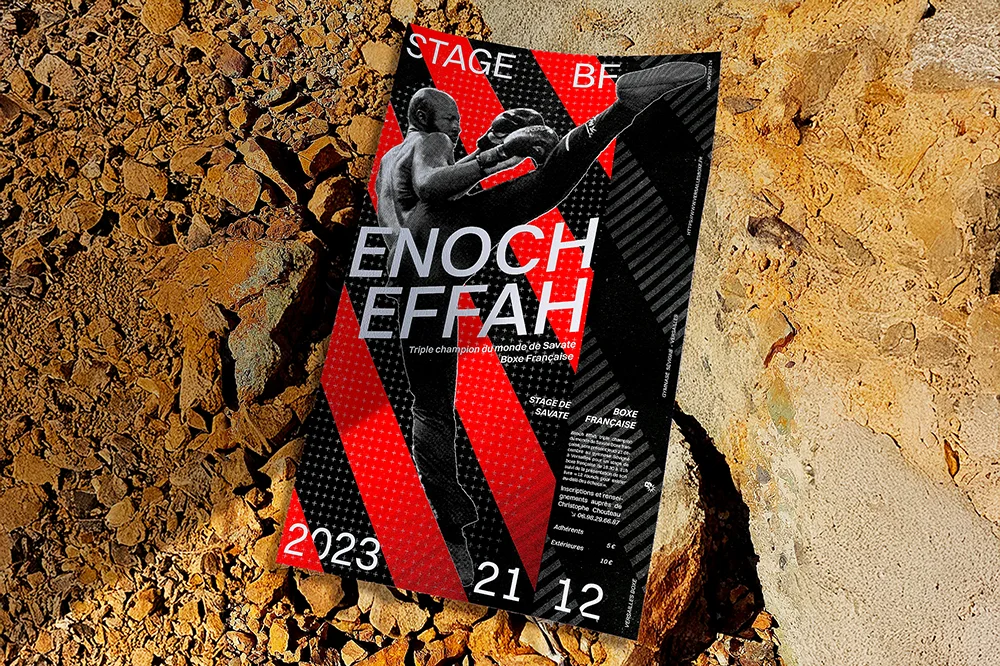 Affiche pour un stage de Enoch Effah au club Versailles Boxe, 2023-2024